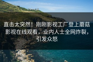 直击太突然！刚刚影视工厂登上蘑菇影视在线观看，业内人士全网炸裂，引发众怒