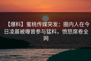【爆料】蜜桃传媒突发：圈内人在今日凌晨被曝曾参与猛料，愤怒席卷全网