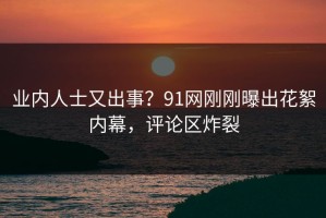 业内人士又出事？91网刚刚曝出花絮内幕，评论区炸裂