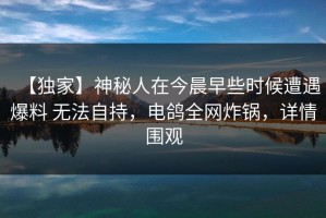 【独家】神秘人在今晨早些时候遭遇爆料 无法自持，电鸽全网炸锅，详情围观