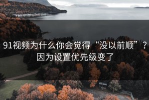 91视频为什么你会觉得“没以前顺”？因为设置优先级变了