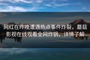 网红在昨晚遭遇热点事件炸裂，蘑菇影视在线观看全网炸锅，详情了解