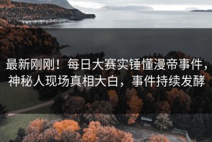 最新刚刚！每日大赛实锤懂漫帝事件，神秘人现场真相大白，事件持续发酵