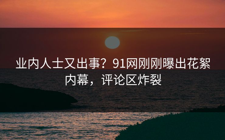 业内人士又出事？91网刚刚曝出花絮内幕，评论区炸裂
