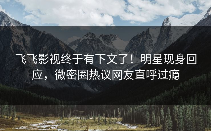飞飞影视终于有下文了！明星现身回应，微密圈热议网友直呼过瘾