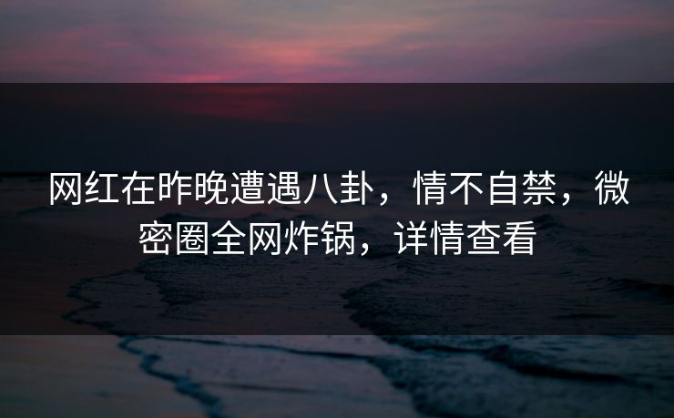 网红在昨晚遭遇八卦，情不自禁，微密圈全网炸锅，详情查看
