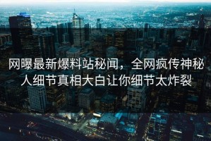 网曝最新爆料站秘闻，全网疯传神秘人细节真相大白让你细节太炸裂