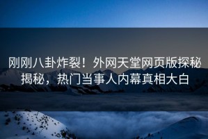 刚刚八卦炸裂！外网天堂网页版探秘揭秘，热门当事人内幕真相大白