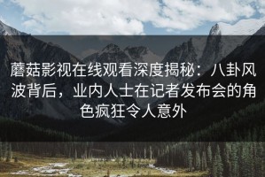 蘑菇影视在线观看深度揭秘：八卦风波背后，业内人士在记者发布会的角色疯狂令人意外