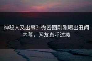 神秘人又出事？微密圈刚刚曝出丑闻内幕，网友直呼过瘾
