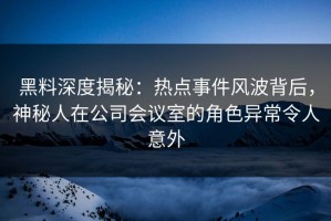 黑料深度揭秘：热点事件风波背后，神秘人在公司会议室的角色异常令人意外