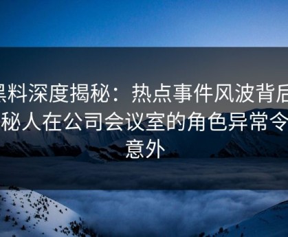 黑料深度揭秘：热点事件风波背后，神秘人在公司会议室的角色异常令人意外