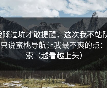 我踩过坑才敢提醒，这次我不站队，我只说蜜桃导航让我最不爽的点：搜索（越看越上头）