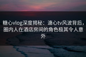 糖心vlog深度揭秘：溏心tv风波背后，圈内人在酒店房间的角色极其令人意外