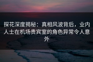探花深度揭秘：真相风波背后，业内人士在机场贵宾室的角色异常令人意外