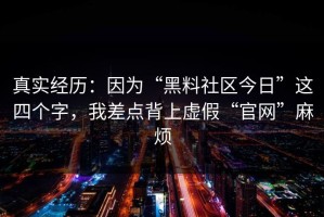 真实经历：因为“黑料社区今日”这四个字，我差点背上虚假“官网”麻烦