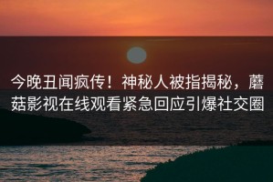 今晚丑闻疯传！神秘人被指揭秘，蘑菇影视在线观看紧急回应引爆社交圈
