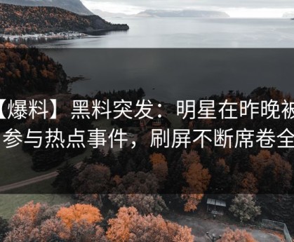 【爆料】黑料突发：明星在昨晚被曝曾参与热点事件，刷屏不断席卷全网