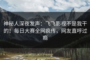 神秘人深夜发声：飞飞影视不是我干的！每日大赛全网疯传，网友直呼过瘾
