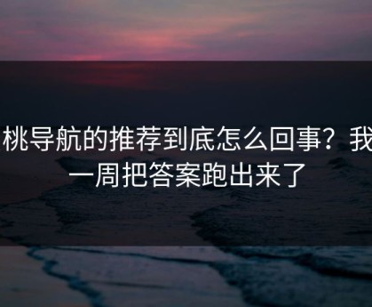 蜜桃导航的推荐到底怎么回事？我用一周把答案跑出来了