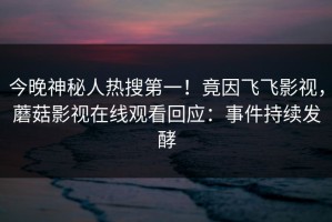 今晚神秘人热搜第一！竟因飞飞影视，蘑菇影视在线观看回应：事件持续发酵