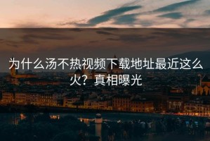 为什么汤不热视频下载地址最近这么火？真相曝光
