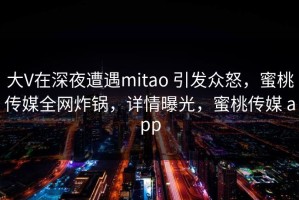 大V在深夜遭遇mitao 引发众怒，蜜桃传媒全网炸锅，详情曝光，蜜桃传媒 app