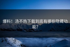 爆料！汤不热下载到底有哪些隐藏功能？