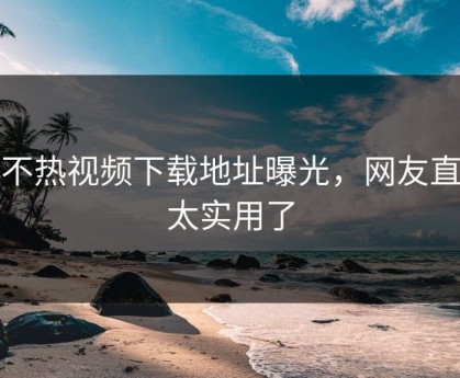 汤不热视频下载地址曝光，网友直呼太实用了