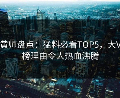 鉴黄师盘点：猛料必看TOP5，大V上榜理由令人热血沸腾