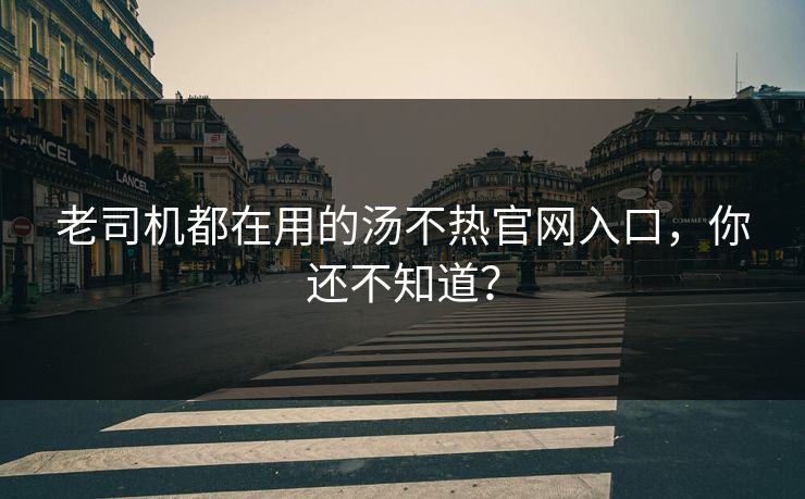 老司机都在用的汤不热官网入口，你还不知道？