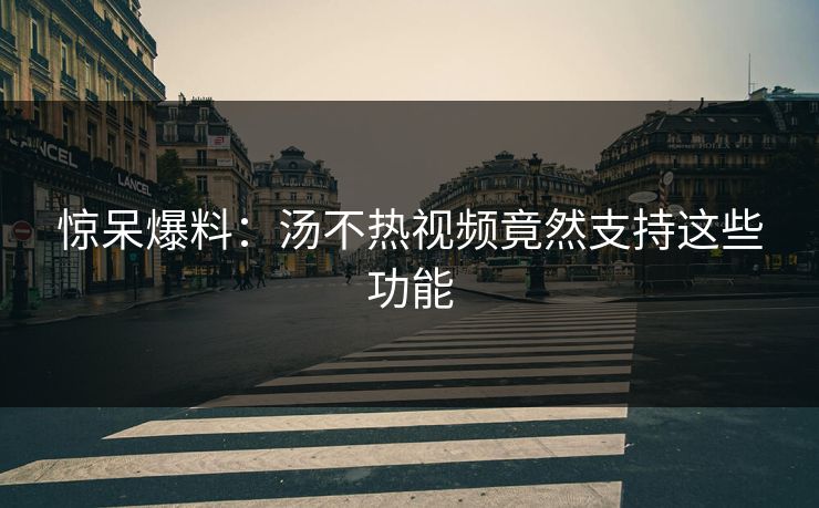 惊呆爆料：汤不热视频竟然支持这些功能
