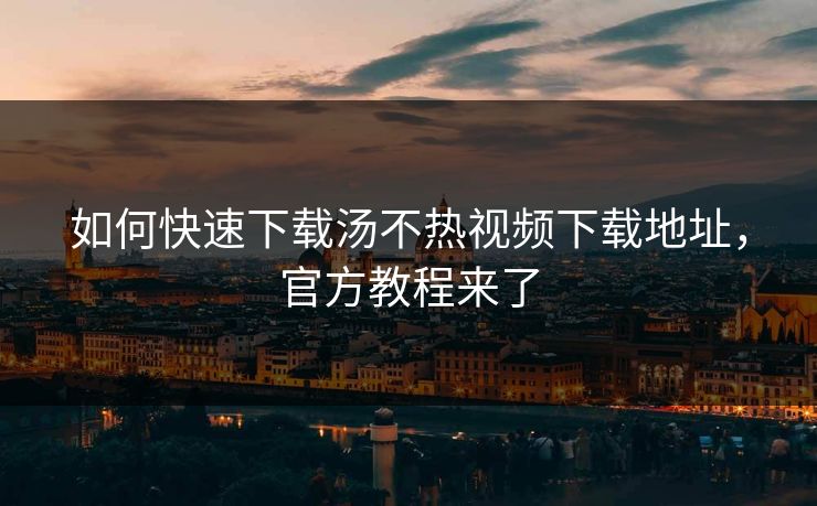 如何快速下载汤不热视频下载地址，官方教程来了