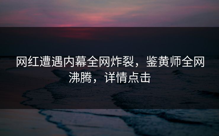 网红遭遇内幕全网炸裂，鉴黄师全网沸腾，详情点击