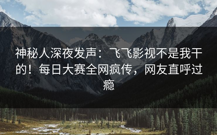 神秘人深夜发声：飞飞影视不是我干的！每日大赛全网疯传，网友直呼过瘾