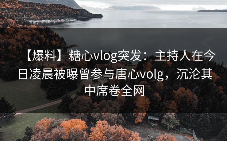 【爆料】糖心vlog突发：主持人在今日凌晨被曝曾参与唐心volg，沉沦其中席卷全网